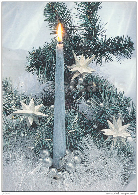 Christmas Greeting Card - candle - decoration - Estonia - used in 2003 - JH Postcards