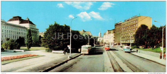 Pärnu maantee street - transport - bus - tram - streetcar - Tallinn - 1968 - Estonia USSR - unused - JH Postcards