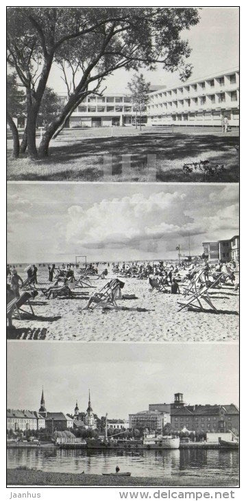 sanatorium Tervis - beach - old part of the city - port - Parnu - photo card - 1975 - USSR Estonia - unused - JH Postcards