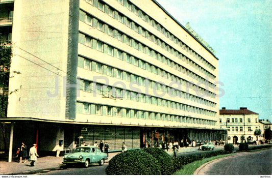 Lviv - Lvov - hotel Lviv - car Volga - 1968 - Ukraine USSR - unused - JH Postcards