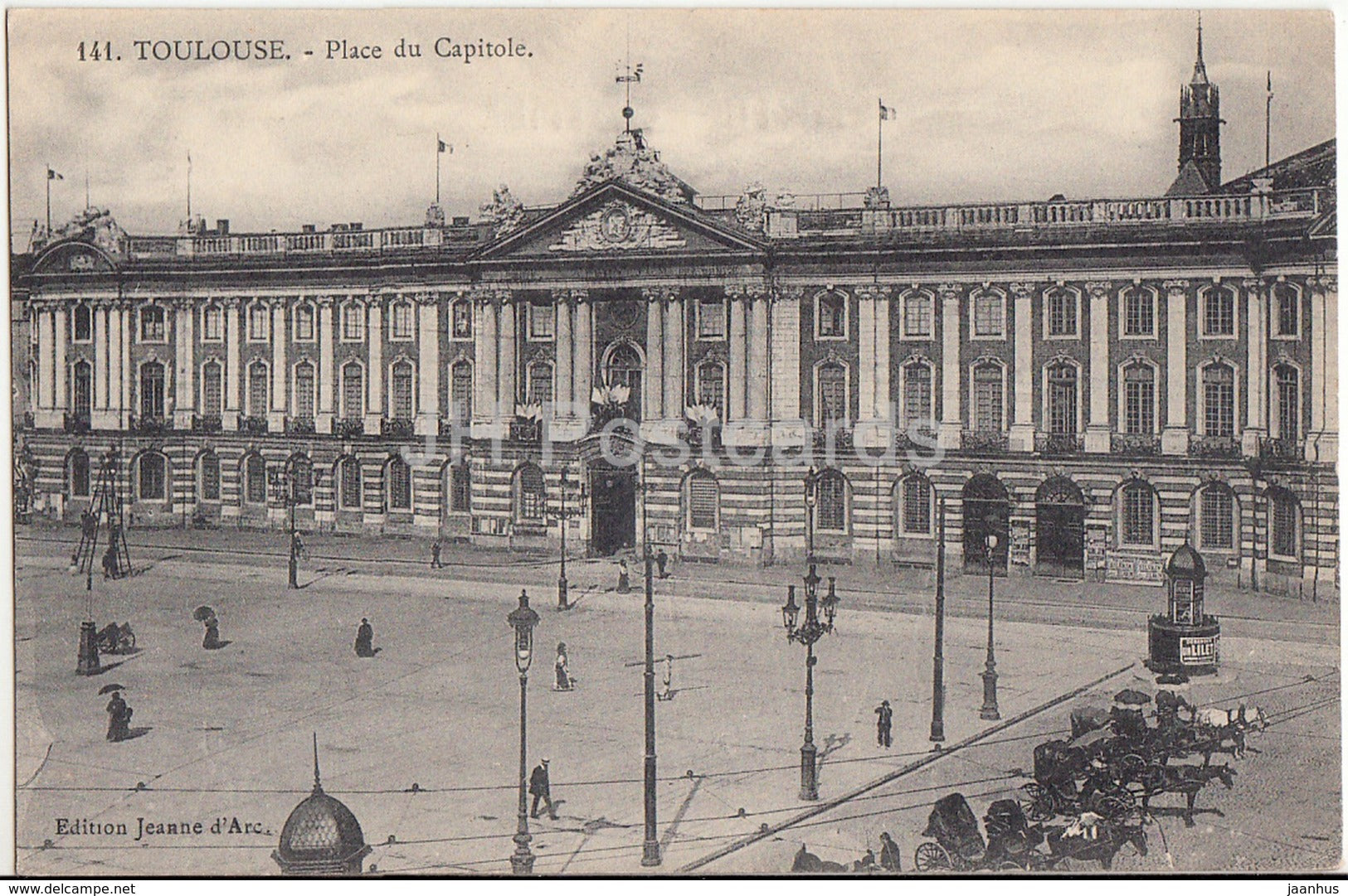 Toulouse - Place du Capitole - square - horse carriage - 141 - 1913 - old postcard - France - used - JH Postcards