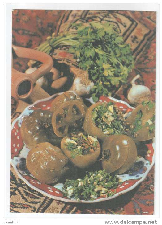 Stuffed Marinated Tomatoes - recepies - cooking - 1988 - Russia USSR - unused - JH Postcards