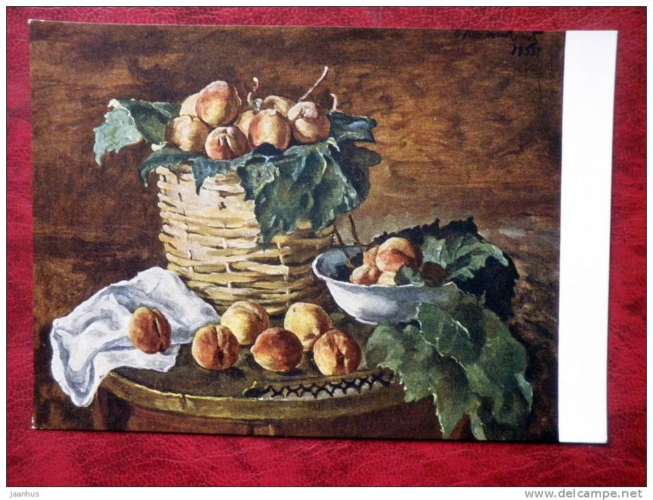 Painting by P. P. Konchalovsky - peaches , 1957 - fruits - russian art - unused - JH Postcards