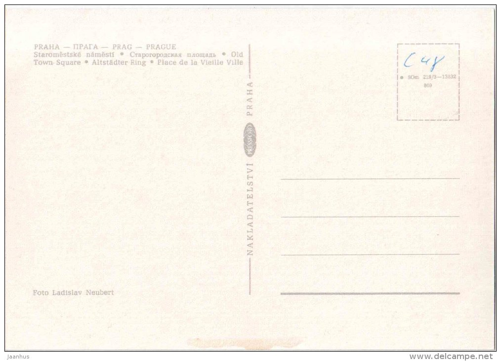 Old Town Square - Prague - Praha - Czechoslovakia - Czech - unused - JH Postcards