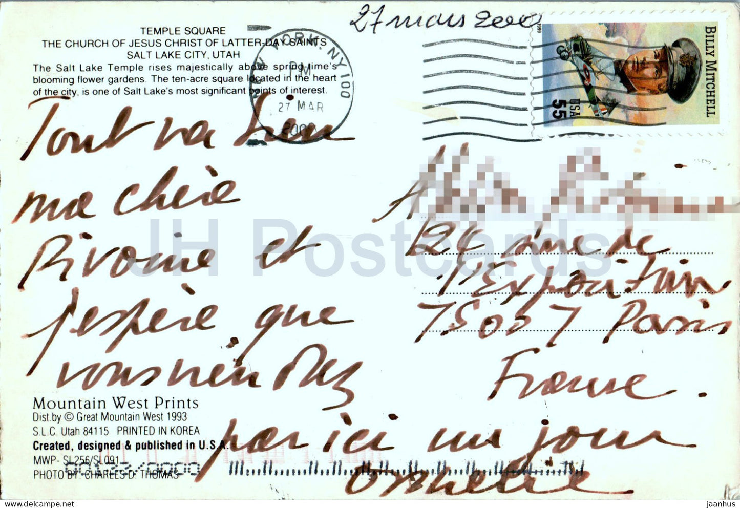 Salt Lake City - Utah - Temple Square - Église de Jésus-Christ des Saints des Derniers Jours - 2000 - États-Unis - occasion 