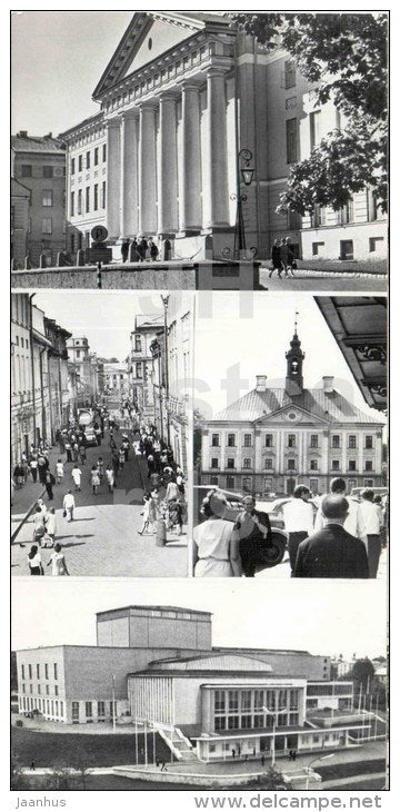 state University - 21. juny street - Vanemuine theatre - Town Hall - Tartu - photo card - 1975 - USSR Estonia - unused - JH Postcards