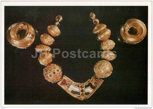 necklace , pendants , Trialeti - archaeology - Ancient Jewellery Ornaments - 1978 - Russia USSR - unused - JH Postcards