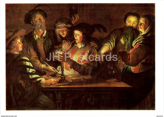 painting by Gerard Seghers - Card Players - Flemish art - 1988 - Russia USSR - unused - JH Postcards