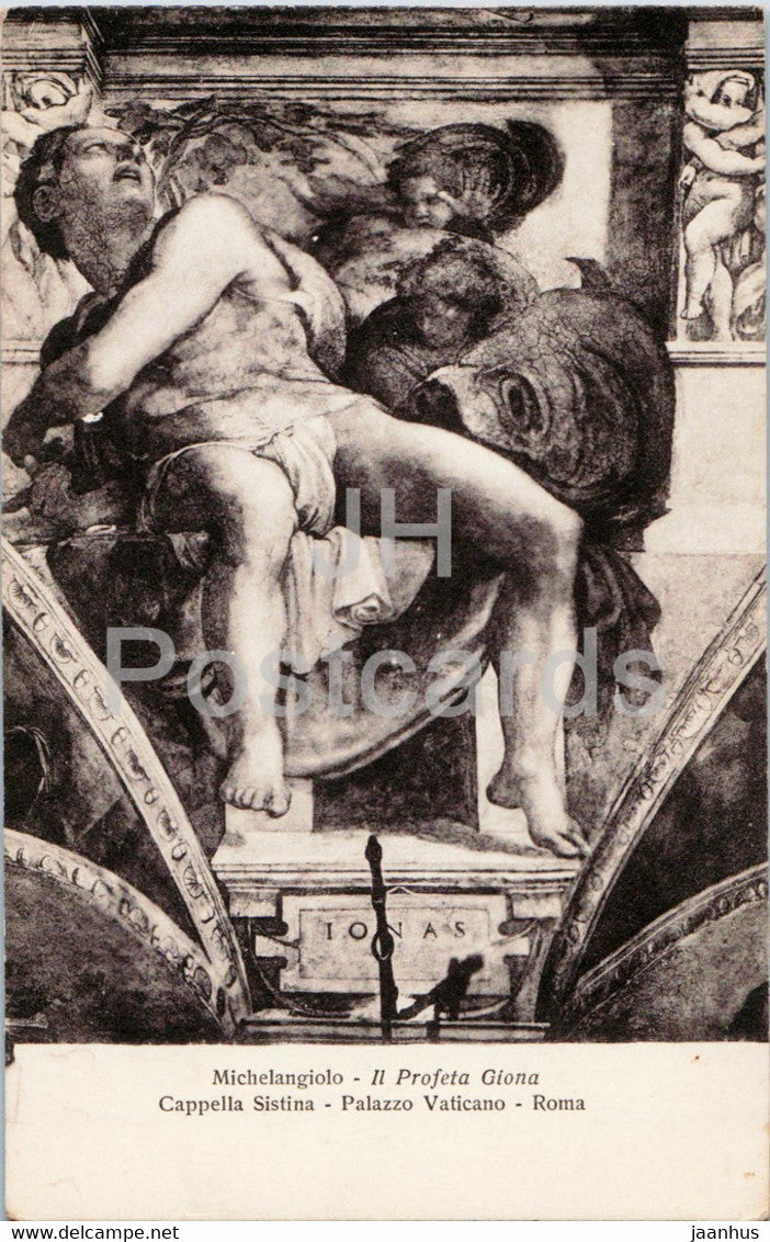 Roma - Michelangiolo - Il Profeta Giona - Cappella Sistina - Palazzo Vaticano - 9981 - old postcard - Italy - unused - JH Postcards