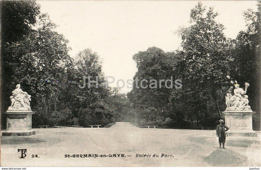 St Germain en Laye - Entree du Parc - 24 - old postcard - France - unused - JH Postcards