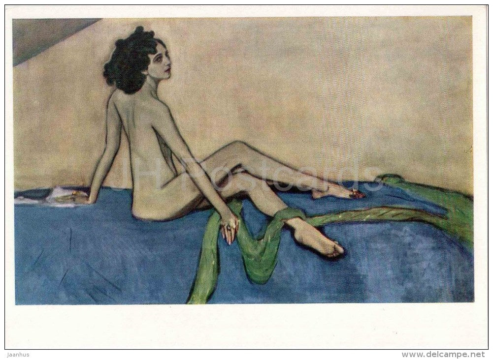 Painting by V. Serov - Ida Rubenstein , 1910 - nude woman - russian art - unused - JH Postcards