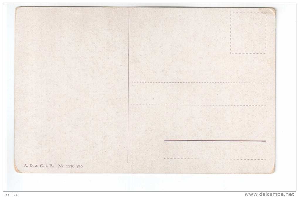 House - Creek - birches - signed - A. R. & C. i. B. - 1110  2/6 - old postcard - unused - JH Postcards