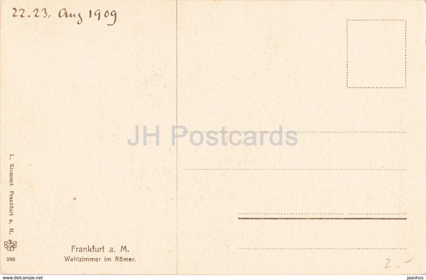 Francfort-sur-le-Main - Wahlzimmer im Romer - carte postale ancienne - 1909 - Allemagne - inutilisée