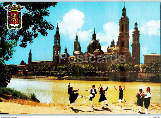 Zaragoza - Basilica del Pilar - cathedral - folk costumes - folk dance - 38 - Spain - unused - JH Postcards