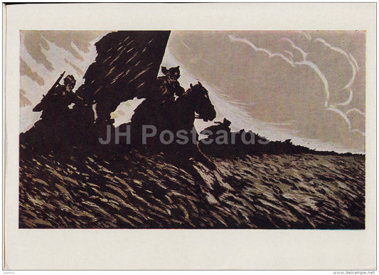 illustration by A. Nikonov - Budyonny cavalry - Red Army - Songs of Civil War - 1962 - Russia USSR - unused - JH Postcards