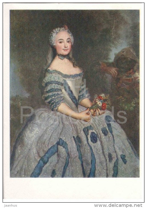 painting by Antoine Pesne - Portrait of the Actress Babette Cochois - french art - unused - JH Postcards