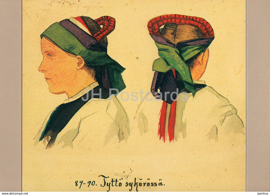 Ruokolahti Girl - Agathon Reinholm - Finnish folk costumes - reproduction - Finland - unused - JH Postcards