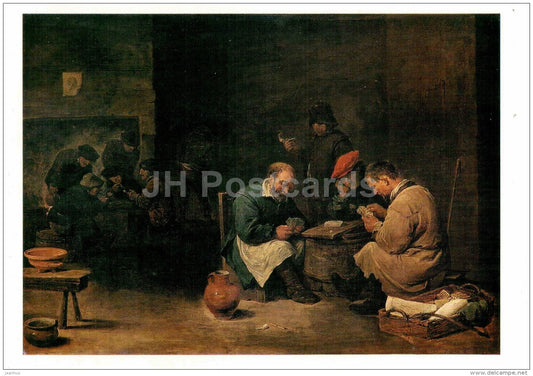 painting by David Teniers the Younger - Card Players - Flemish art - unused - JH Postcards