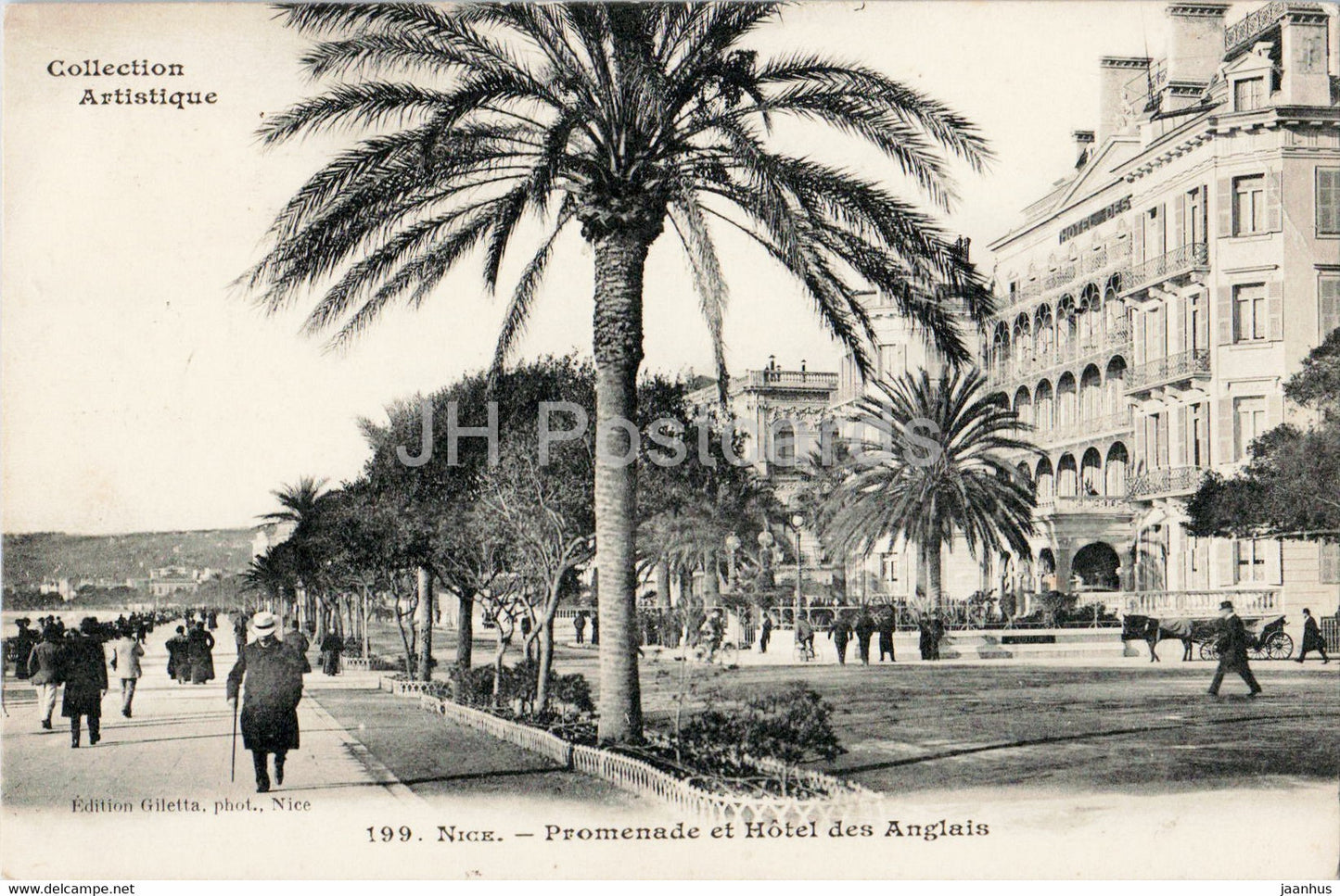 Nice - Promenade et Hotel des Anglais - 199 - old postcard - 1909 - France - used - JH Postcards