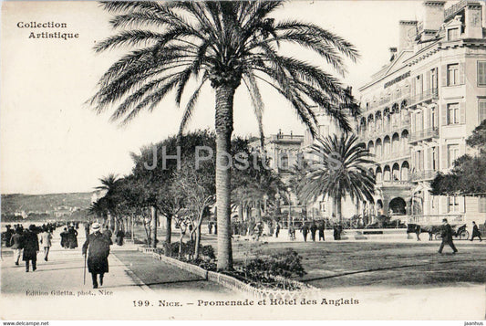 Nice - Promenade et Hotel des Anglais - 199 - old postcard - 1909 - France - used - JH Postcards