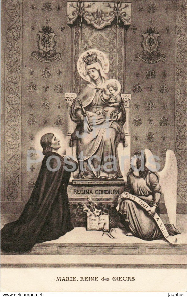 Marie Reine des Coeurs - Mary Queen of Hearts - painting - old postcard - France - used - JH Postcards