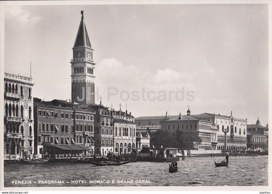 Venezia - Venice - Panorama - hotel Monaco e Grand Canal - old postcard - 1953 - Italy - used - JH Postcards
