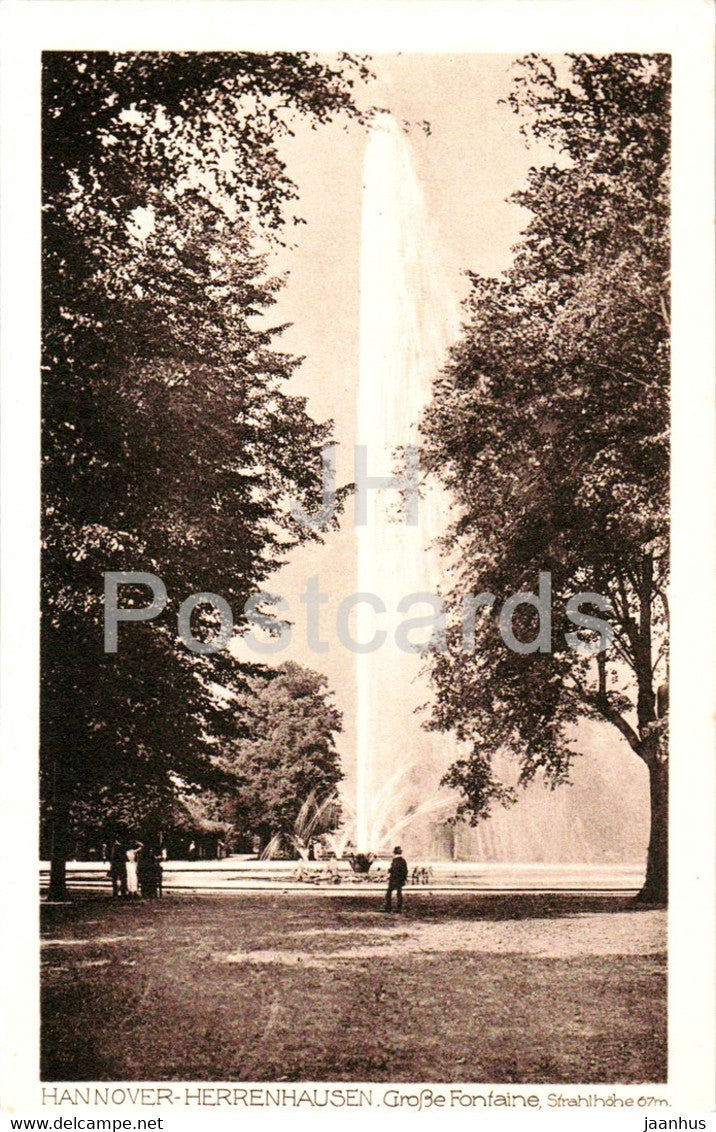 Hannover - Herrenhausen - Grosse Fontane - Strahlhohe 67 m - old postcard - Germany - unused - JH Postcards