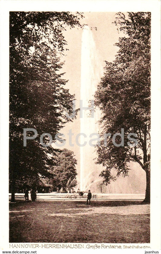Hannover - Herrenhausen - Grosse Fontane - Strahlhohe 67 m - old postcard - Germany - unused - JH Postcards