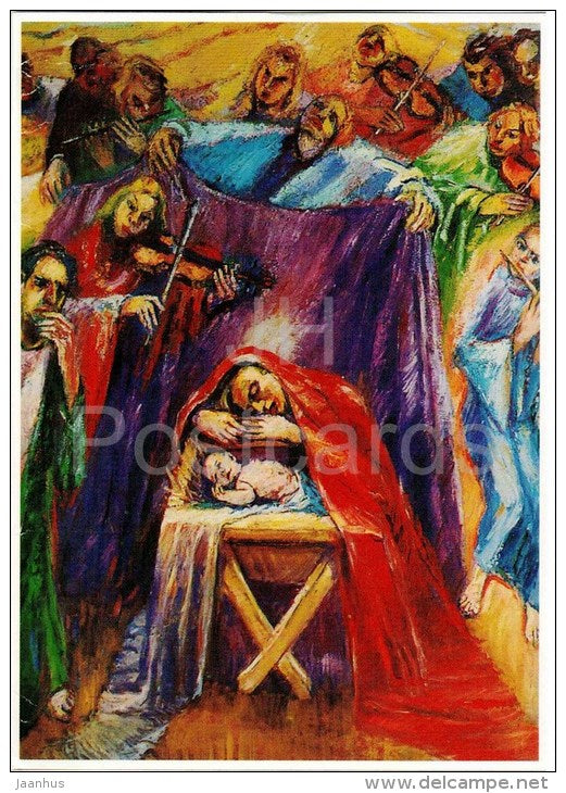 painting - Mery with Jesus - religion - christmas - art - unused - JH Postcards