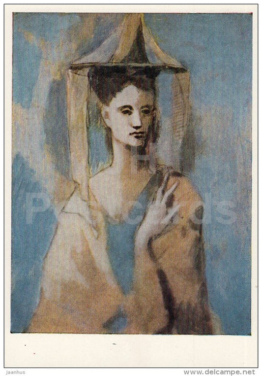 painting by Picasso - Spaniard from the island Mallorca - woman - hat - Spanish Art - 1963 - Russia USSR - unused - JH Postcards