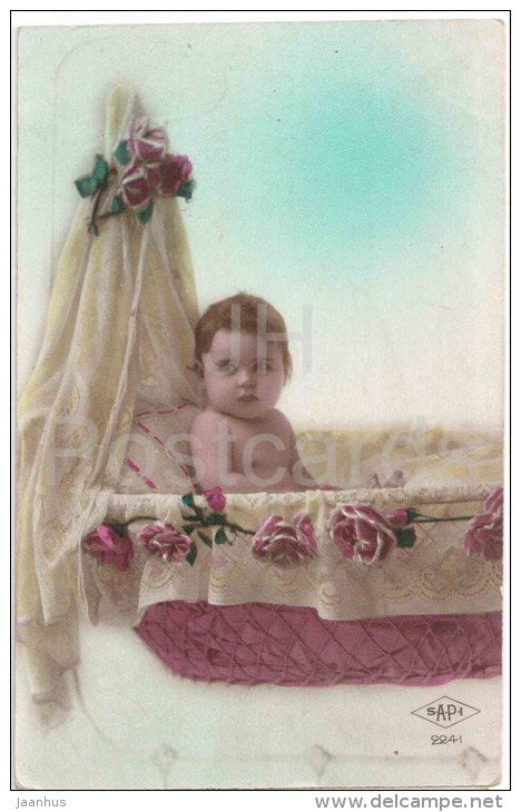 a child in the cradle - SAPI 2241 - circulated in Estonia 1920s - JH Postcards