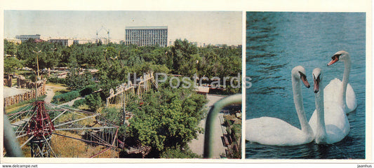 Kostanay - Park of Culture and Rest - Tivoli - swan - birds - 1985 - Kazakhstan USSR - unused - JH Postcards