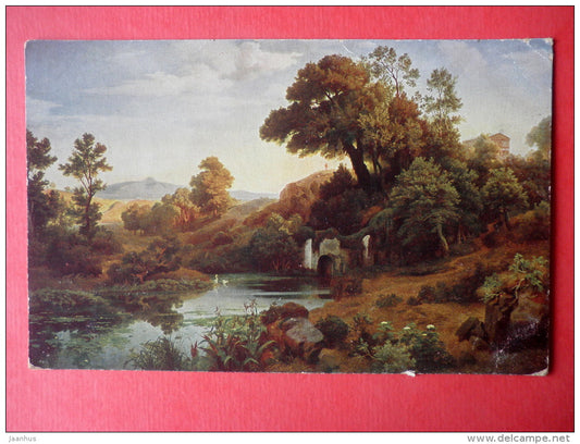 painting by Wilh. Schirmer . Die Grotte der Egeria - german art - circulated in Estonia Tallinn 1924 - JH Postcards