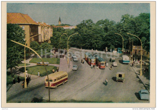 Peace avenue - bus - tram - Kaliningrad - Königsberg - 1965 - Russia USSR - unused - JH Postcards