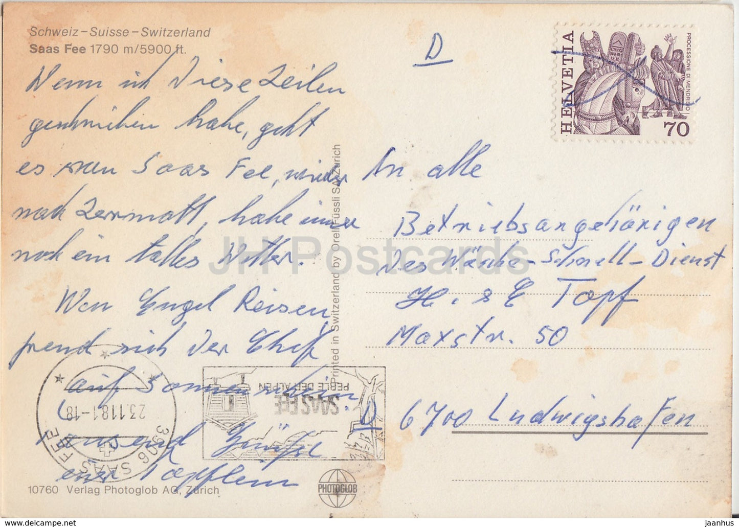 Luftseilbahnen Saas Fee AG - cable car - multiview - 1981 - Switzerland - used