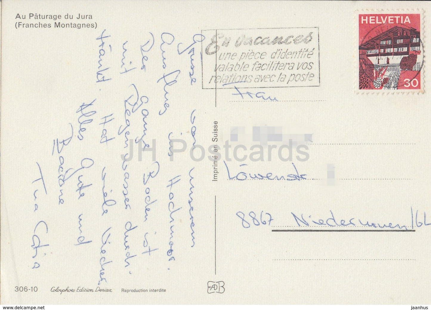 Au Paturage du Jura - Franches Montagnes - horse - Switzerland - used