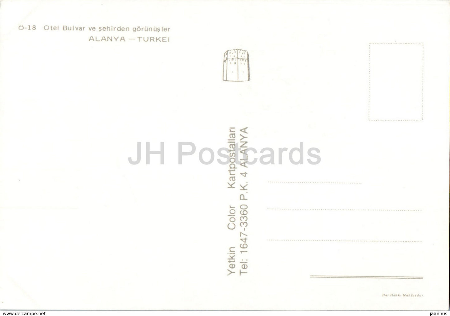 Alanya - vue sur la ville - hôtel - 18 - Yetkin Color - Turquie - inutilisé