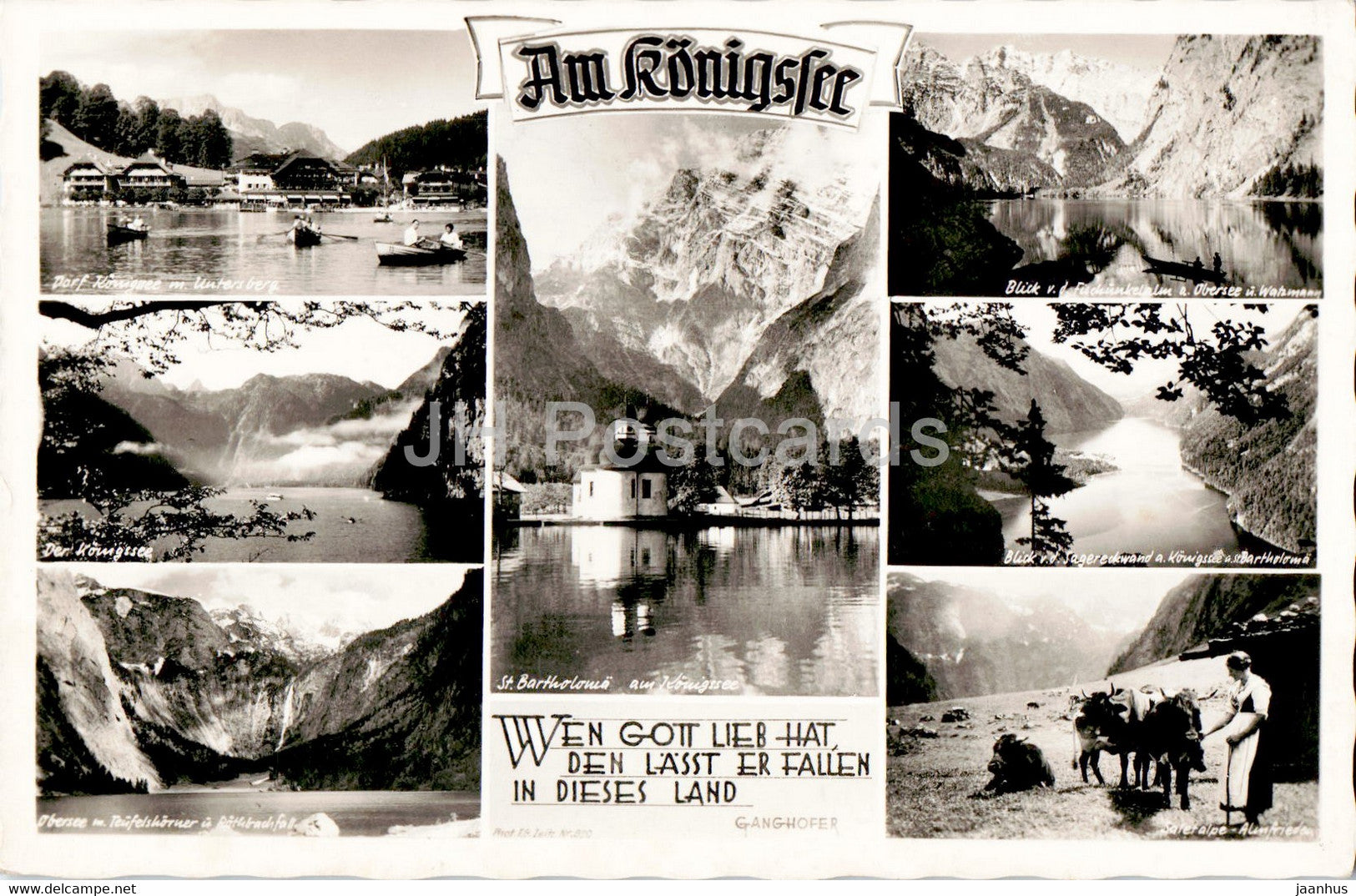 Am Konigssee - old postcard - 1954 - Germany - used - JH Postcards