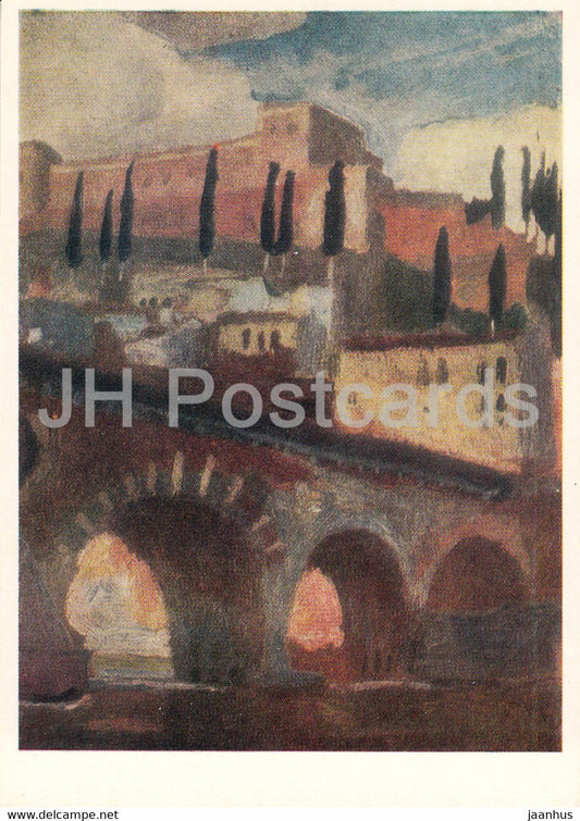 painting by Jan Stanislawski - Fortress in Verona - Polish art - 1981 - Russia USSR - unused - JH Postcards
