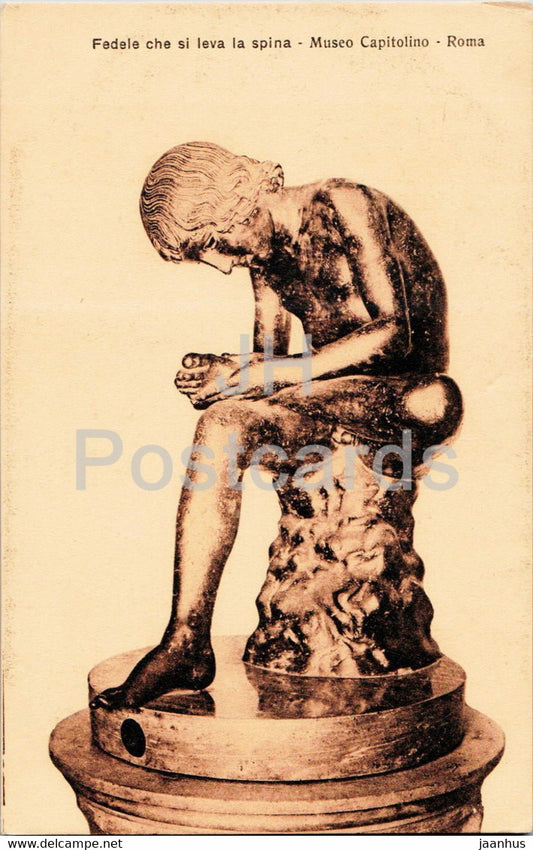 sculpture - Fedele che si leva la spina - Museo Capitolino - Roma - 2307 - old postcard - Italy - unused - JH Postcards