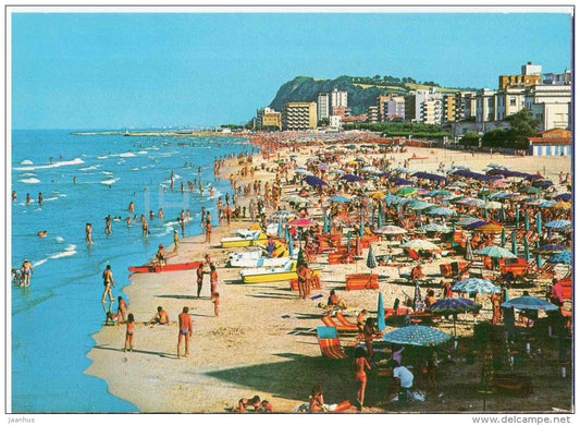 Alberghi sul Mare - Hotels on sea front - beach - Pesaro - Marche - P. 10 - Italia - Italy - unused - JH Postcards