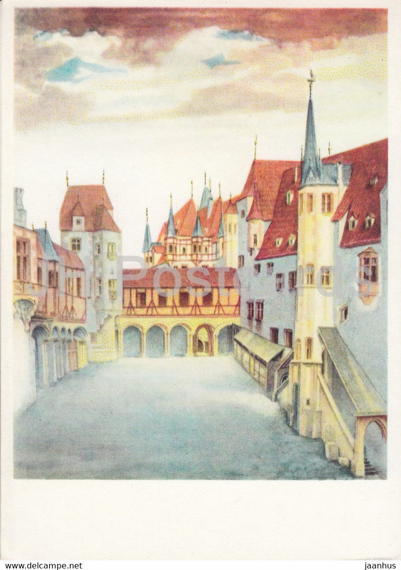 painting by Albrecht Durer - Schlosshof in Innsbruck - castle - 1310 - German art - Germany - unused - JH Postcards