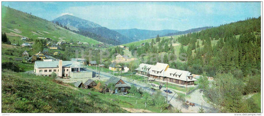 view at Yablonitsa village on Yablonitsa pass - Carpathian Mountains - 1984 - Ukraine USSR - unused - JH Postcards