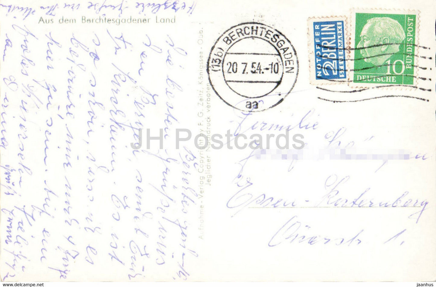 Am Konigssee - old postcard - 1954 - Germany - used