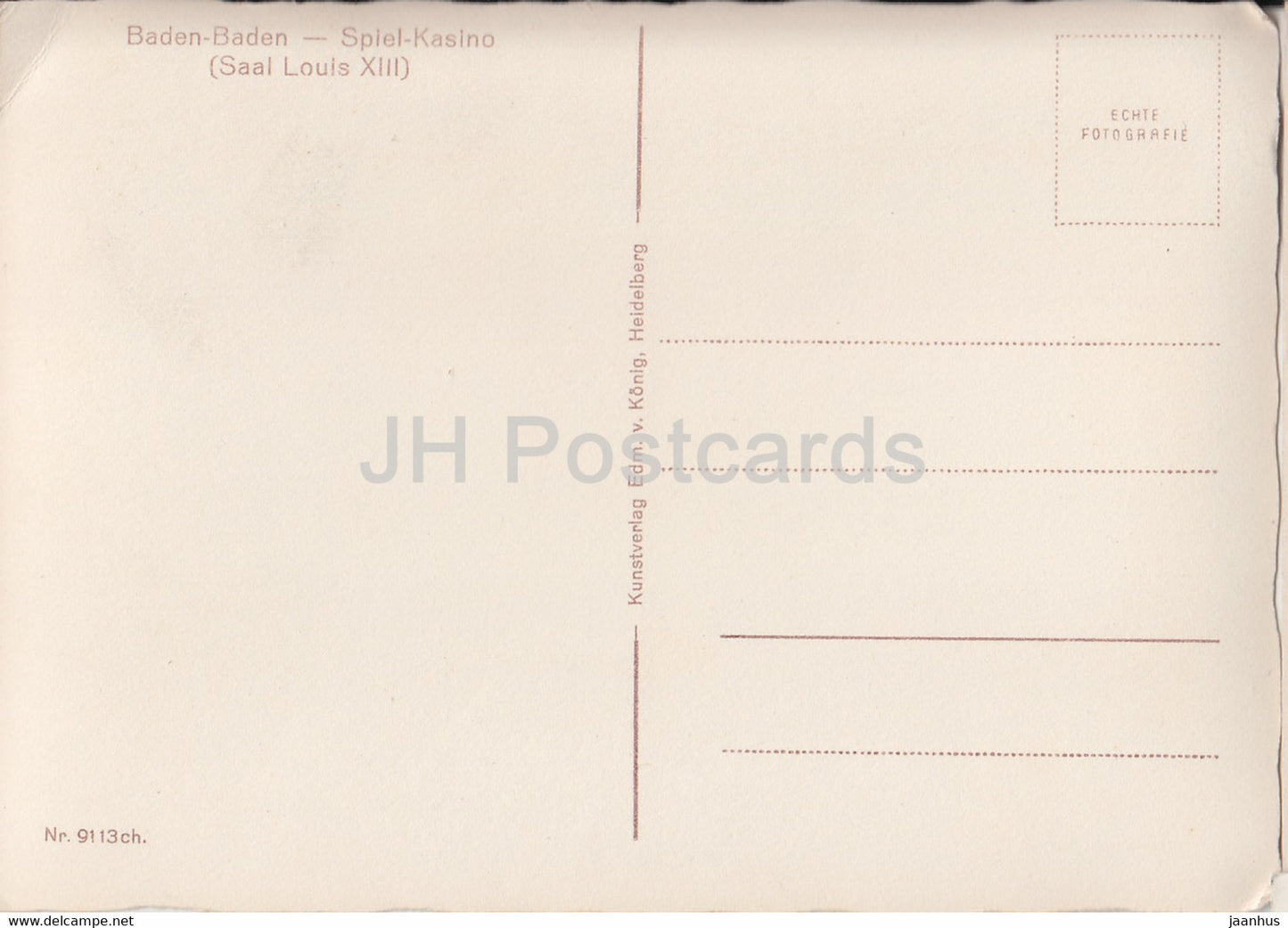Baden Baden - Spiel Kasino - Saal Louis XII - Casino - alte Postkarte - Deutschland - unbenutzt