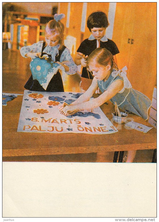 8th March greeting card - children - kindergarten - 1978 - Estonia USSR - unused - JH Postcards