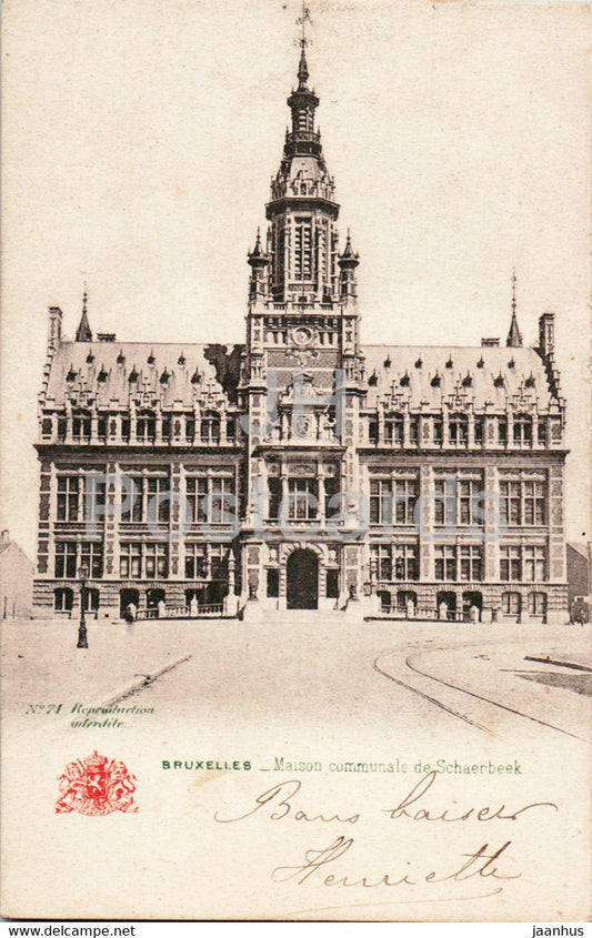 Bruxelles - Brussels - Maison communale de Schaerbeek - 71 - old postcard - Belgium - used - JH Postcards
