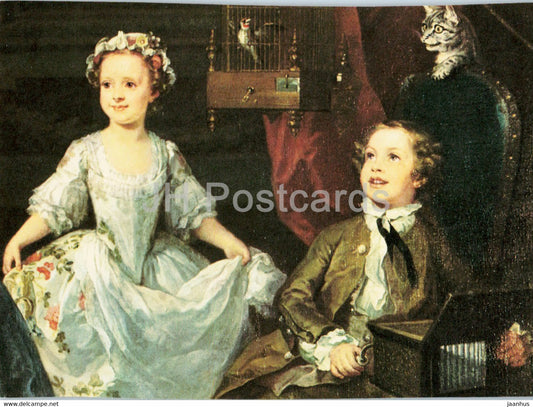 painting by William Hogarth - Die Kinder der Familie Graham - Children of Graham Family - English art - Germany - unused - JH Postcards