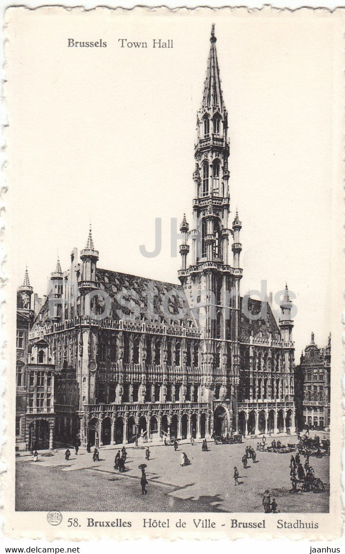 Bruxelles - Brussels - Town Hall - Hotel de Ville - Stadhuis - 58 - old postcard - Belgium - unused - JH Postcards