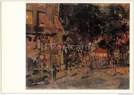painting by P. Korovin - Montmartre in the Evening . Paris , 1920s - Russian Art - 1982 - Russia USSR - unused - JH Postcards